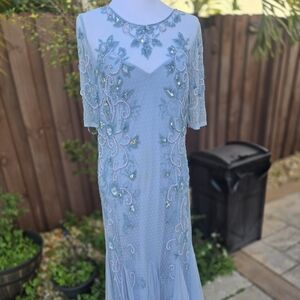 Adrianna Papell Light Blue Embellished Maxi Dress